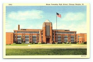 Vintage Postcard Bloom Township High School Chicago Heights Illinois 1954 M1
