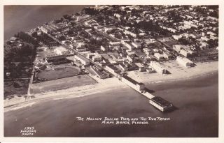 Old Postcard South Beach Million Dollar Pier & Dog Track Miami Beach Fl Photo
