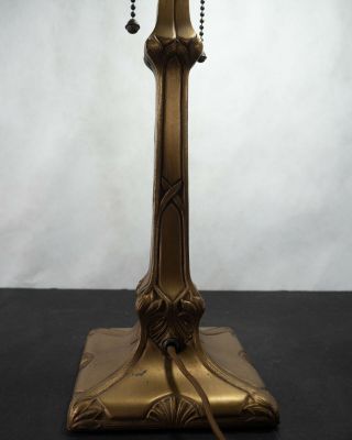 Pittsburgh reverse painted rose lamp with chipped ice finish.  c.  1920 3
