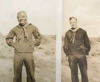 Vintage Black Face Photograph Sailor In Blackface Mask Rare