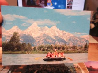 Vintage Old Postcard Wyoming Grand Tetons National Park Snake River Rafting Trip