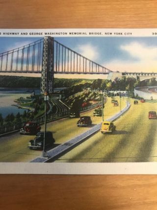 Vintage Postcard 1947 West Side York City George Washington Memorial Bridge