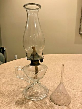 Antique Oil Lamp Vintage Brass And Glass