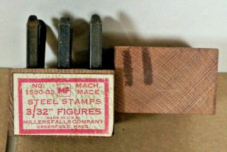 Vintage Millers Falls 3/32 " Number Punch Set Metal Die Steel Stamps 1550 - 02 Usa