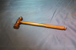 Vintage Brass Jewelers / Machinist Hammer W/ Nesting Screwdriver 7 1/2 "