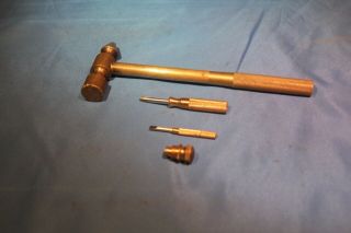 Vintage Brass Jewelers / Machinist Hammer w/ nesting screwdriver 7 1/2 