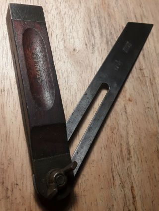 Vintage Stanley No.  25 8 " Wood And Brass Bevel Square