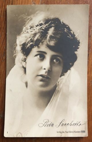 1906 Silent Film Actress Rita Sacchetto Real Photo Postcard Rppc