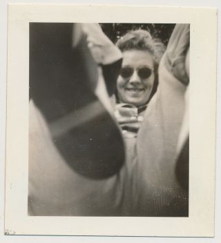 Sunglasses Woman Legs Up Feet Shoes At Camera Vtg Abstract Composition Photo
