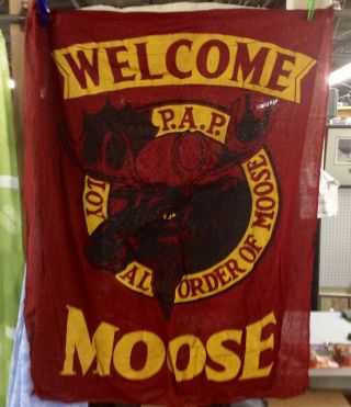 4 - Vintage Loyal Order Of Moose Banners 36 " Long 46 " Wide Needs Cleaning