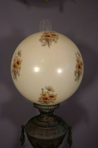 Ca.  1910 Antique EDWARDIAN Era ENGLISH CASTLE Style BANQUET LAMP Old OIL LIGHT 3