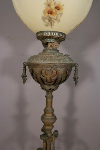Ca.  1910 Antique EDWARDIAN Era ENGLISH CASTLE Style BANQUET LAMP Old OIL LIGHT 4