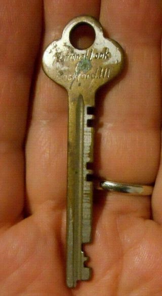 Vintage Old Collectable Flat Stamped Rockford Ill National Lock Co Key By Master