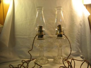 Pair Antique Oil Lamps Converted To Electric Lamps