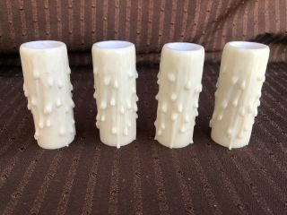 2 3/4 " Vintage Cream Poly Beeswax Candles Chandelier Socket Covers Set Of 4