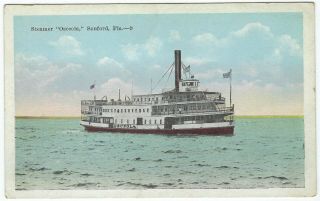 Steamer Osceola Sanford Florida Postcard St.  Johns River Steamboat