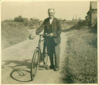 Rp Bylaugh Man On Bicycle In Street Dereham Real Photo Norfolk C1940