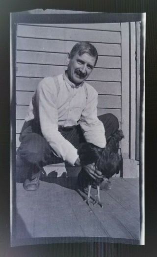Vintage Photo Negative Film Man Holding A Chicken 3