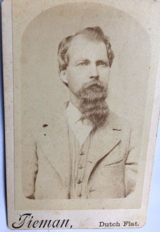 Ca.  1870’s Dutch Flat,  California Handsome,  Pioneer Man Cdv Portrait