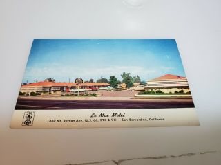 Vintage Route 66 Postcard Of Le Mae Motel San Bernardino Calif Hwy 66