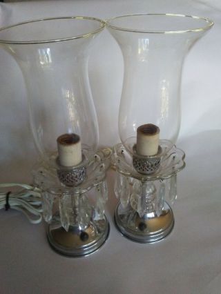 Vintage Boudoir Table Lamps W/ Crystal Prisms - Both Work