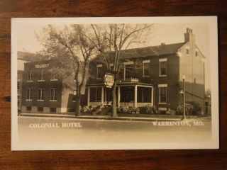 Mo Missouri Warrenton Colonial Hotel Ca 1930 Rppc Real Photo Postcard
