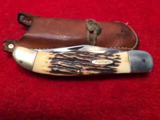 Vintage Kabar 1184 Large Hunter 2 Blade Stag Handle Folding Pocket Knife Usa