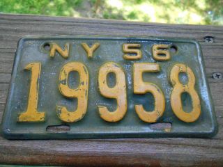 Vintage 1956 Ny York Motorcycle License Plate=indian=harley=side Car=chopper
