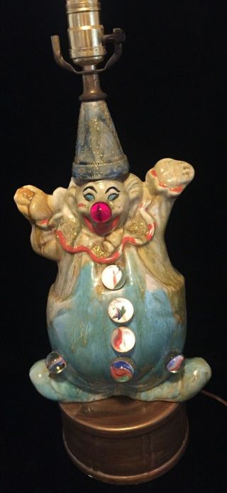 Rare Vintage Retro Mid Century Atomic Ceramic Marbles Clown Lamp - Regency?