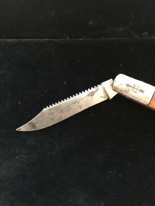 Old Vintage Russell Usa Smooth Bone Barlow Jack Pocket Knife 8”.  Blade