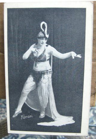 Vintage Heavy Stock Farari Belly Dancer Photo Postcard