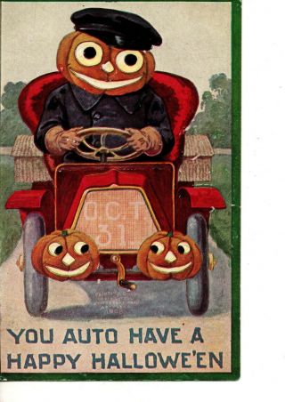 Postcard You Auto Have A Happy Halloween Jack O 