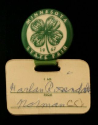 Minnesota State Fair 4 Four H Pin 1967 Norman County 1 1/4 