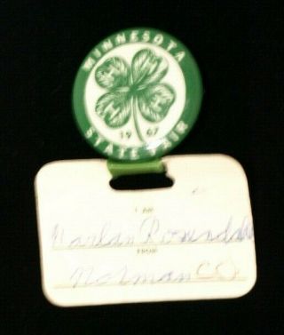 Minnesota State Fair 4 Four H Pin 1967 Norman County 1 1/4 