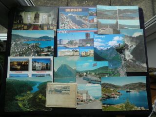 12 Postcards Norway,  Oslo,  Bergen,  Stavern Kirke,  Hardanger,  Skinnarbu,  Billeder