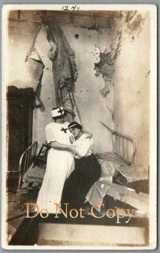 1914 Mexico Veracruz Us Occupation - Red Cross Nurse In Shot House - Rppc Postcard