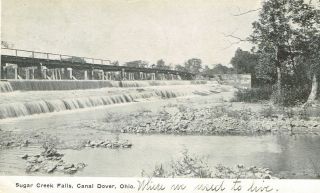 Vintage Sugar Creek Falls Canal Dover Ohio Black & White Postcard 1910 Postmark