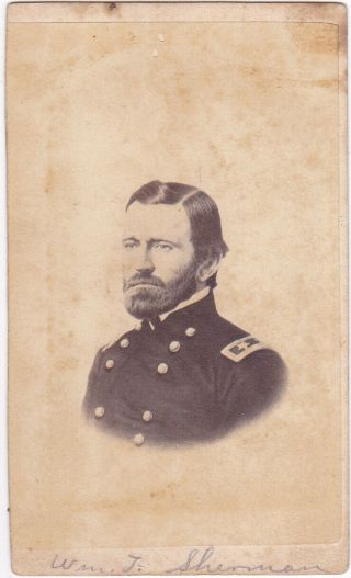 Cdv Photo Of Civil War General William Tecumseh Sherman In Uniform