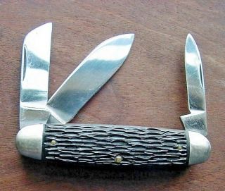 Old Barely PAL Pocket Knife Vintage 3 Bl Cattle Pattern w/ Belt Sheath FrSp 4