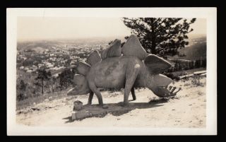 Freak History - Defying Dinosaur Roadside Attraction 1930s Vintage Photo