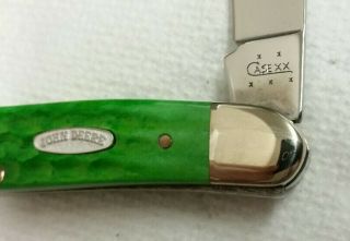 Case XX John Deere Muskrat knife,  2005 corncob jig Green bone handles 3