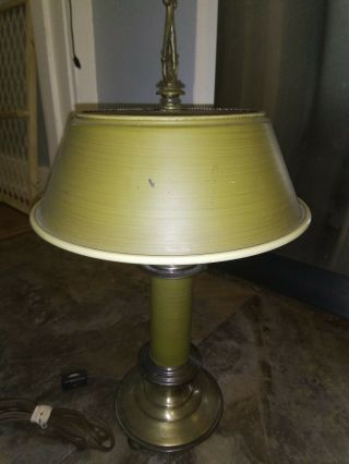 17 " Vintage Tell City Chair Co.  Mid Century Green Metal Brass Candle Desk Lamp