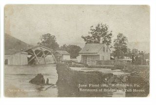 1889 Flood Covered Bridge Toll House Canal? Mifflintown Pa Juniata Co Postcard 1