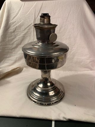 Aladdin Nickel Plates Brass Oil Lamp Usa Made Model 12 Font And Burner Only