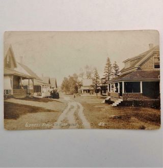 Antique 1915 Real Photo Postcard Street View Of South Harpswell Maine Rppc