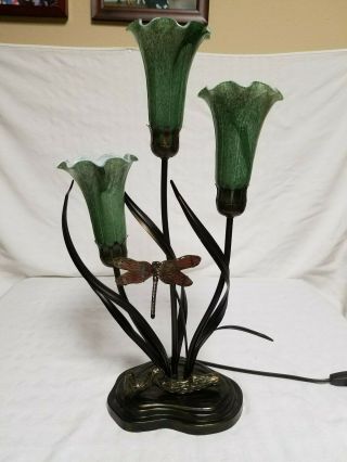 Dale Tiffany Style 3 Tulips Light,  Dragonfly,  Bronze Lamp