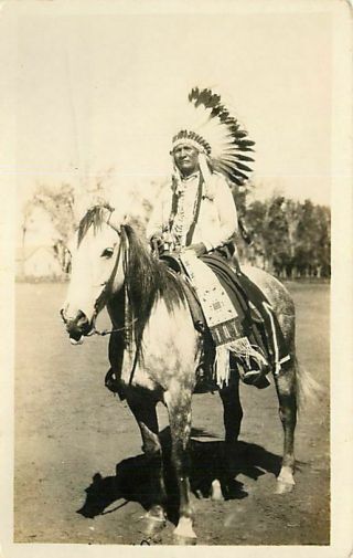 Native American - John Duncan On Horse.  Ute.  Utah; C.  1915 Real Photo Postcard