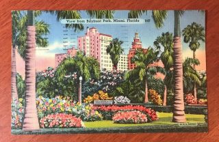 Vintage Postcard: Bayfront Park,  Miami Fl Linen