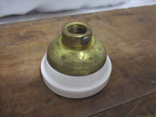 Antique Vintage A&h Porcelain Light Socket Caps 1/8 " Brass Lamp Nos Hubbell 10a