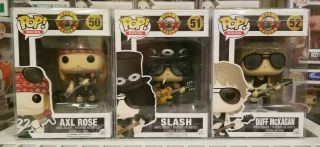 Funko Pop Guns N Roses Set Of 3 Axl Rose 50 Slash 51 Duff Mckagan 52